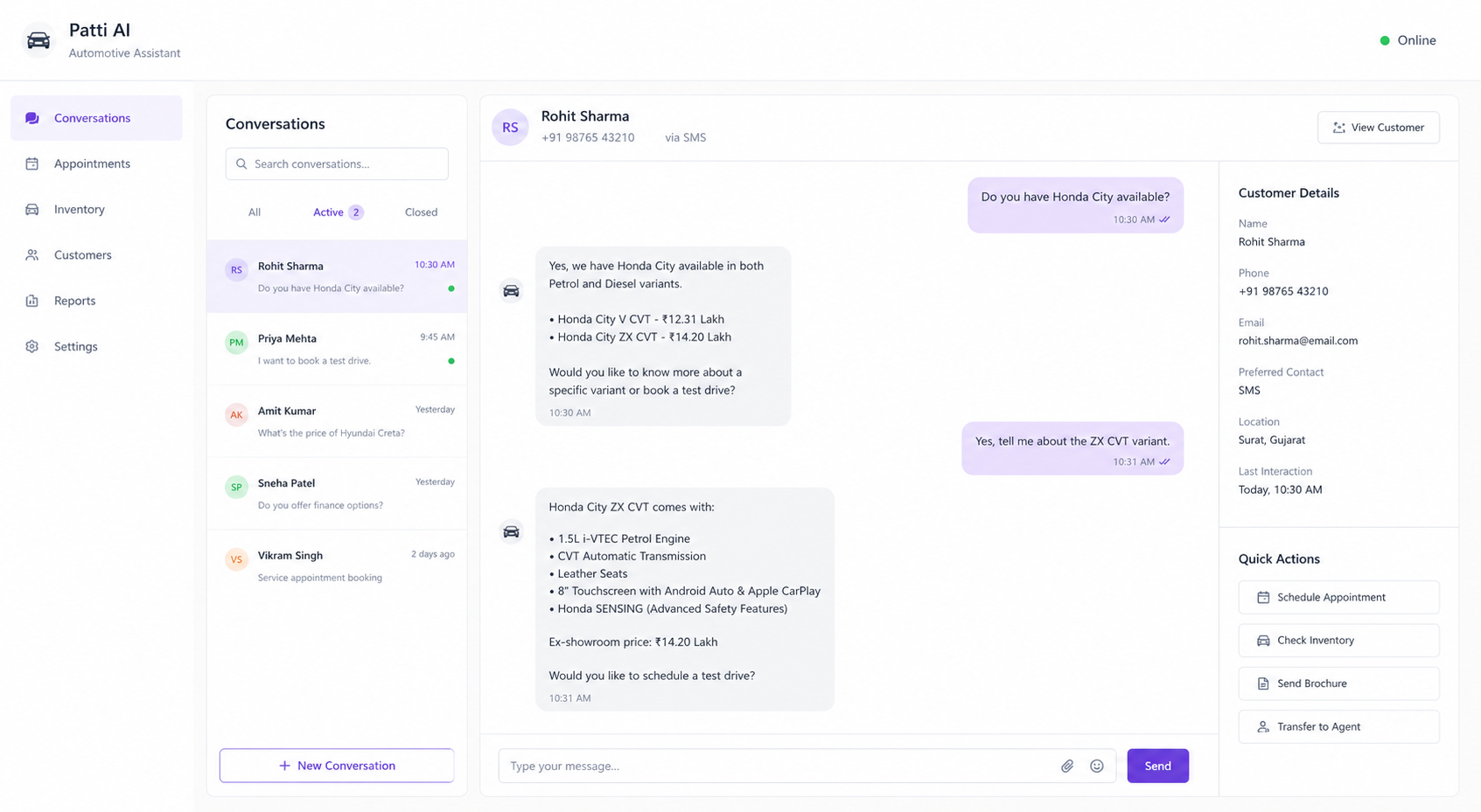 Patti AI-powered customer engagement platform — SparkScribe Technologies case study