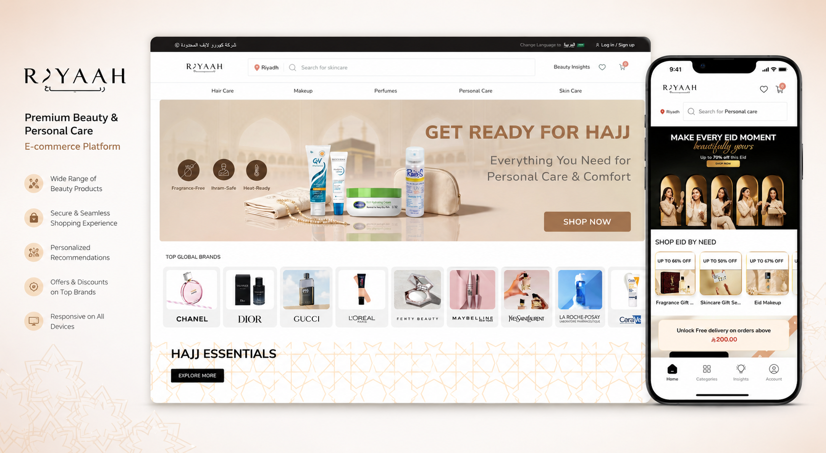 Riyaah – Beauty E-commerce Platform for Saudi Arabia — SparkScribe Technologies case study